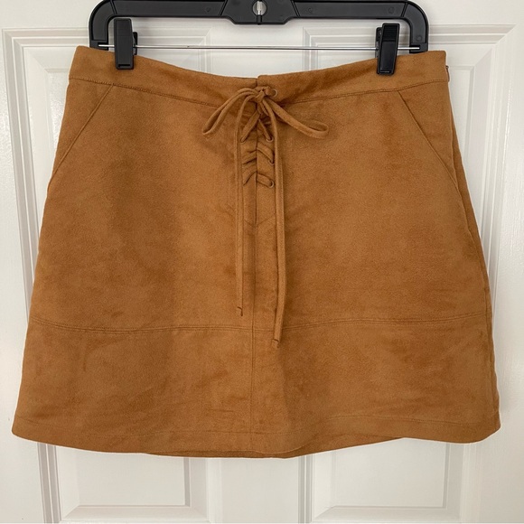 LC Lauren Conrad Lace Up Front Faux Suede Skirt - Picture 1 of 12